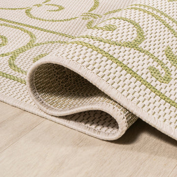 Charleston Vintage Filigree Textured Weave Indoor/outdoor Round Rug